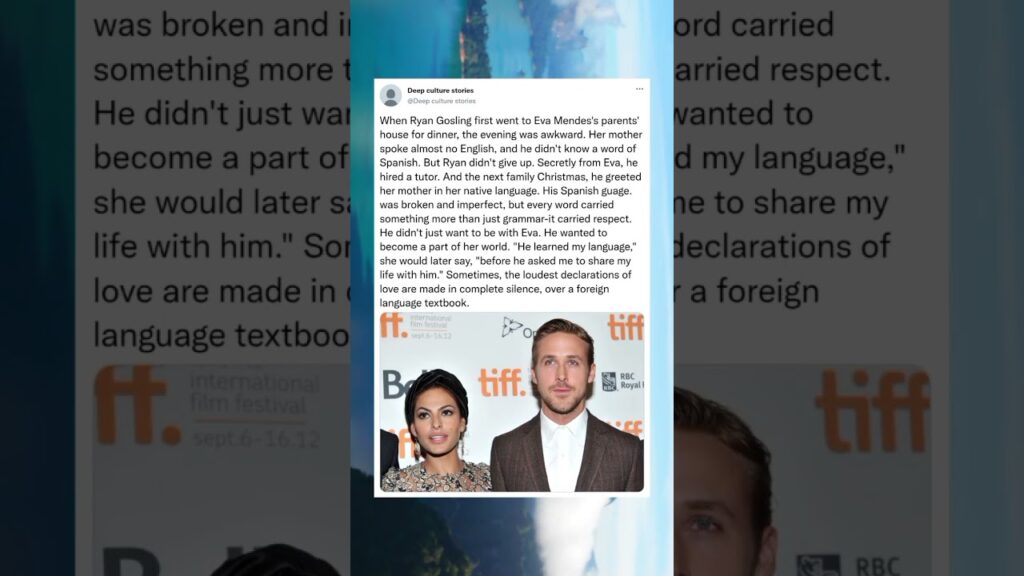 When Ryan Gosling first went to Eva Mendes's parents' house for dinner, the evening was awkward.