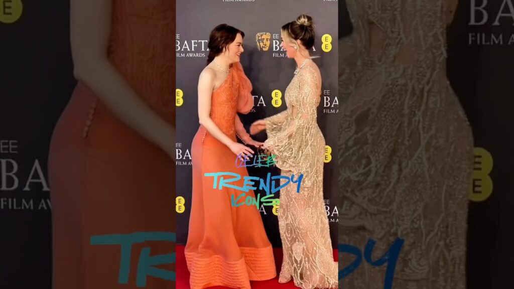 🥰 Emma Stone and Emily Blunt pose together at the BAFTA Film Awards.