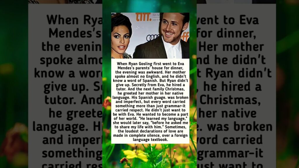 When Ryan Gosling first went to Eva Mendes's parents' house for dinner, the evening was awkward.