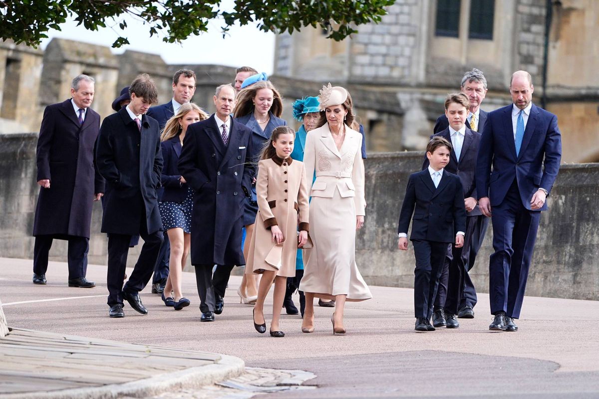 The royals walk to church on Easter Sunday