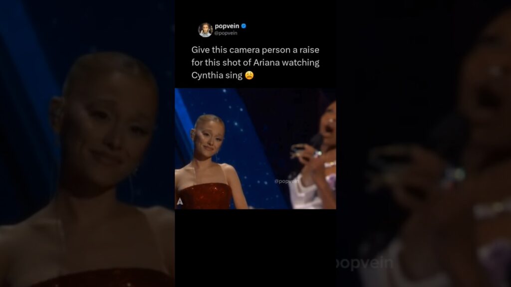 Give this camera person a raise for this shot of Ariana Grande watching Cynthia Erivo sing π© Give this camera person a raise for this shot of Ariana Grande watching Cynthia Erivo sing π©