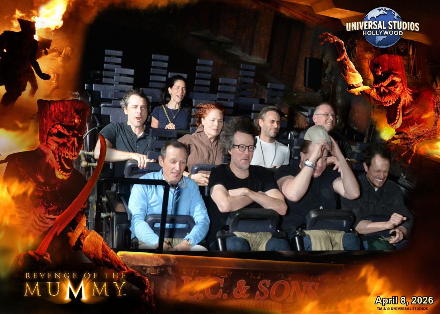 Brendan Fraser rides the ‘Revenge of the Mummy’ roller coaster at Universal Studios Hollywood