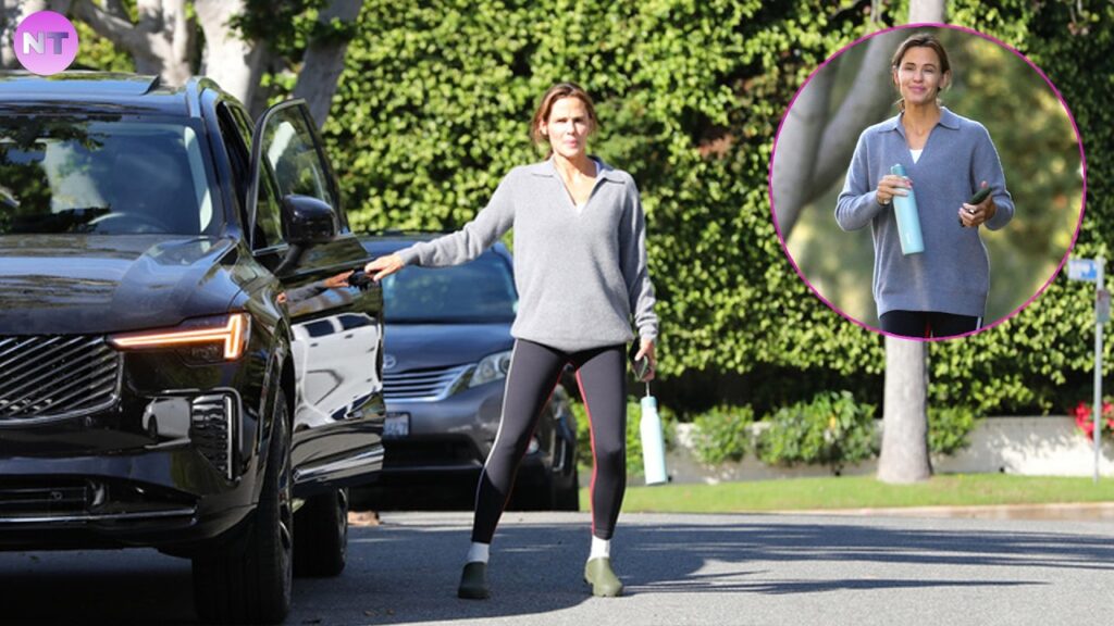 Jennifer Garner embraces a healthy lifestyle by exercising casually near home on a sunny afternoon