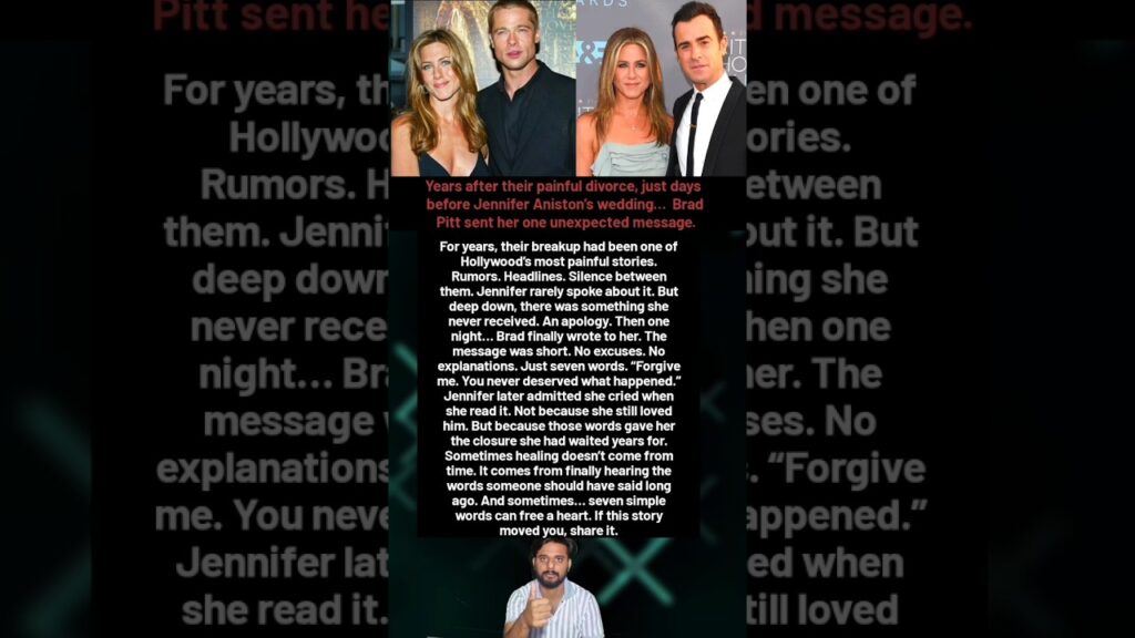 Years after their painful divorce, just days before Jennifer Aniston's wedding... Brad Pitt sent her