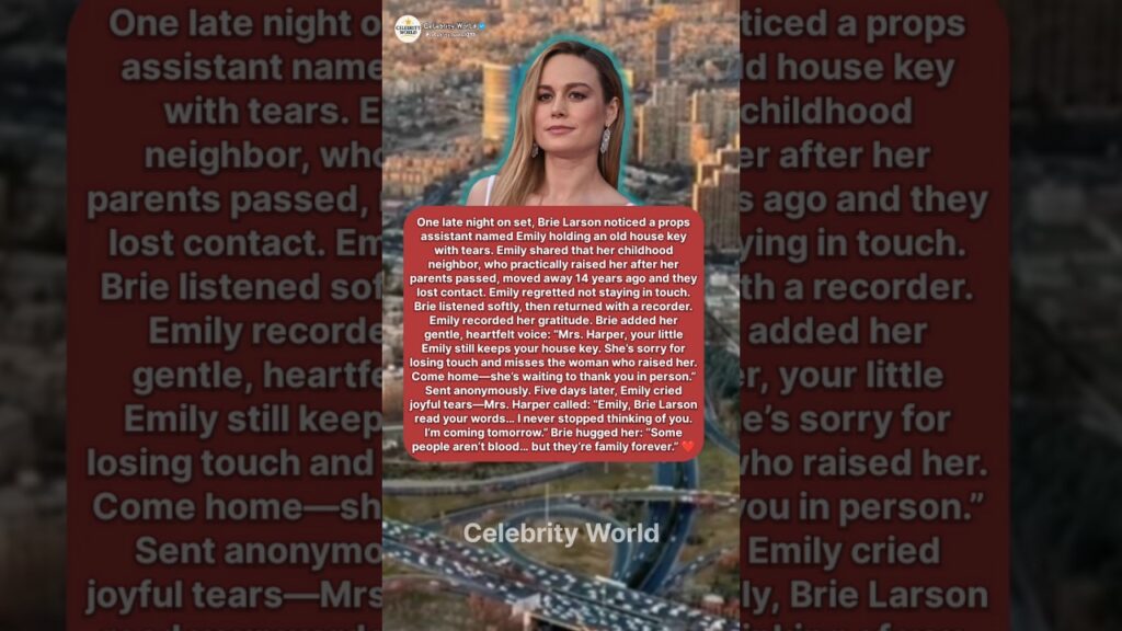 Brie Larson Helped a Woman Find Her Childhood Neighbor Who Raised Her... 😭❤️.