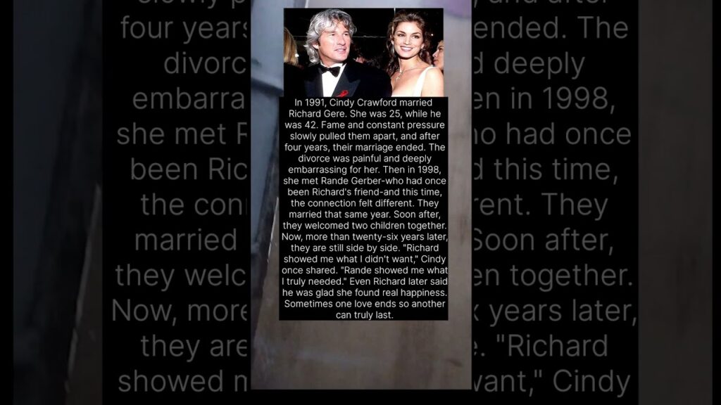 Cindy Crawford divorced Richard Gere, then found true happiness with Rande Gerber.#ytshorts