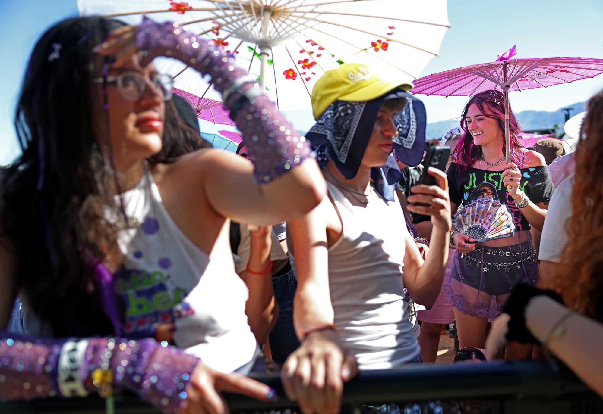 Justin Bieber fans camp out at the Coachella stage.
