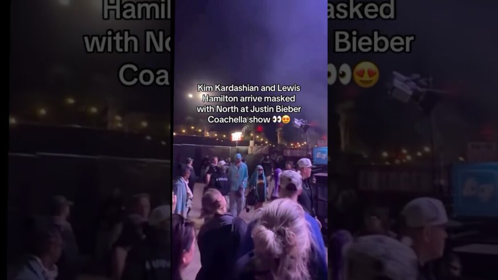 Kim Kardashian and LewisHamilton arrive masked with North at Justin Bieber coachella show#viralshort
