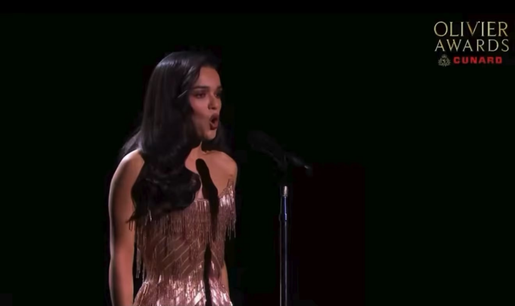 Rachel Zegler singing “Don’t Cry For Me Argentina” at the 2026 Olivier Awards