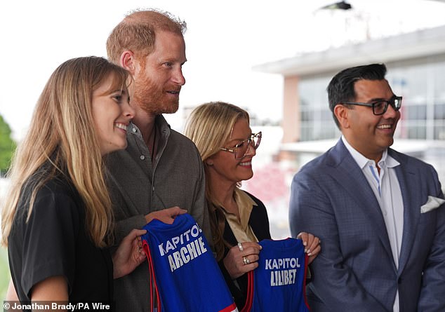 The Duke of Sussex is presented with Western Bulldogs Archie and Lilibet jerseys during a visit to Movember at the Western Bulldogs HQ at Mission Whitten Oval, in Footscray, Melbourne, on day two of the royal trip to Australia. Picture date: Wednesday April 15, 2026. PA Photo. Photo credit should read: Jonathan Brady/PA Wire