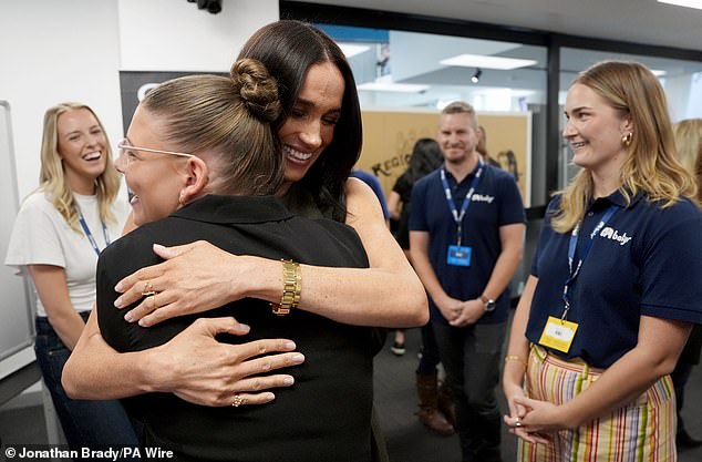 The Duchess of Sussex meets young advocates during a visit to Batyr, a mental health engagement programme, at Swinburne University of Technology in Hawthorn, Melbourne, Victoria, on day three of the royal trip to Australia. Picture date: Thursday April 16, 2026. PA Photo. Photo credit should read: Jonathan Brady/PA Wire