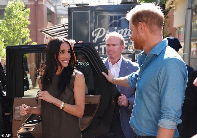 Prince Harry and his wife Meghan, the Duke and Duchess of Sussex leave Swinburne University of Technology in Hawthorn, Melbourne, Australia Thursday, April 16, 2026. (Jonathan Brady/Pool Photo via AP)