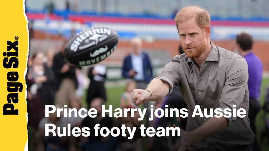 Prince Harry joins Aussie Rules footy team for men's mental health