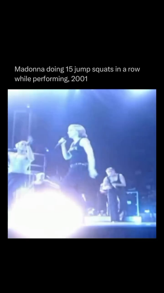 Throwback to Madonna doing 15 jump squats in a row while performing (2001)