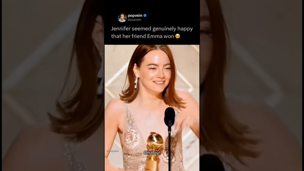 Jennifer Lawrence seemed genuinely happy that her friend Emma Stone won 🥹