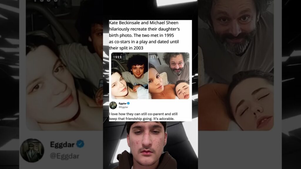 Kate Beckinsale and Michael Sheen hilariously recreate their daughter's birth photo.
