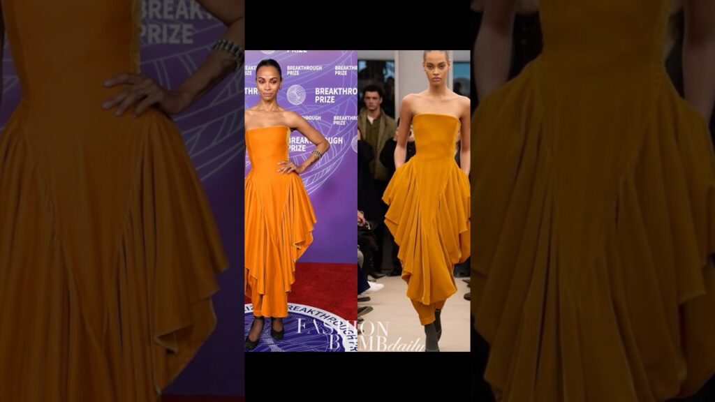 #zoesaldana wore an #alaia FW26 RTW strapless orange dress at the Breakthrough  Prize Ceremony