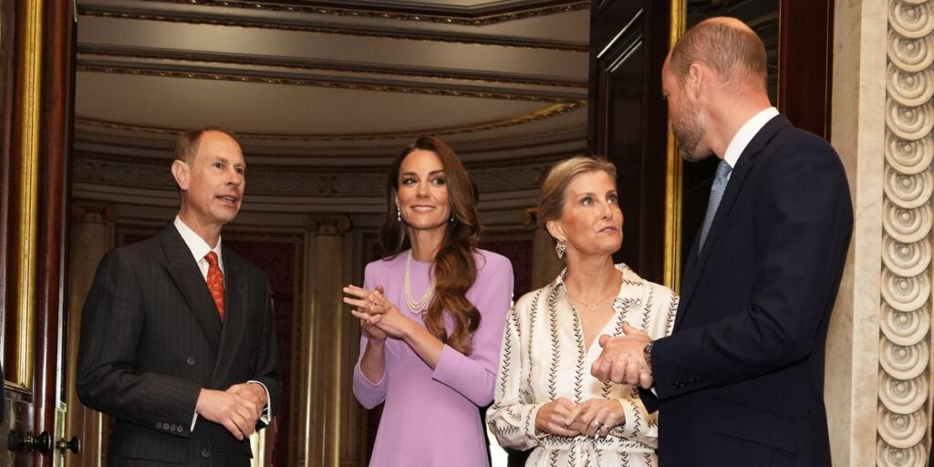 William, Catherine, Edward and Sophie stand together as Royal Family's new 'fab four'