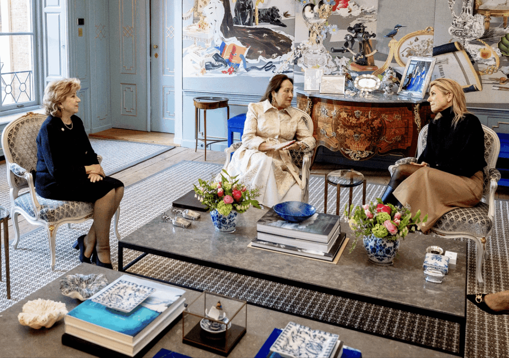Queen Máxima receives the First Lady of Texas, Cecilia Abbott, at Palace Huis ten Bosch, a follow-up to their meeting during Máxima's economic working visit to California and Texas in 2022