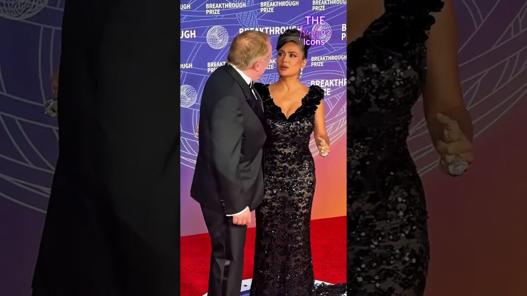 Salma Hayek with her husband at an event ♥️ #salmahayek #antesedepois