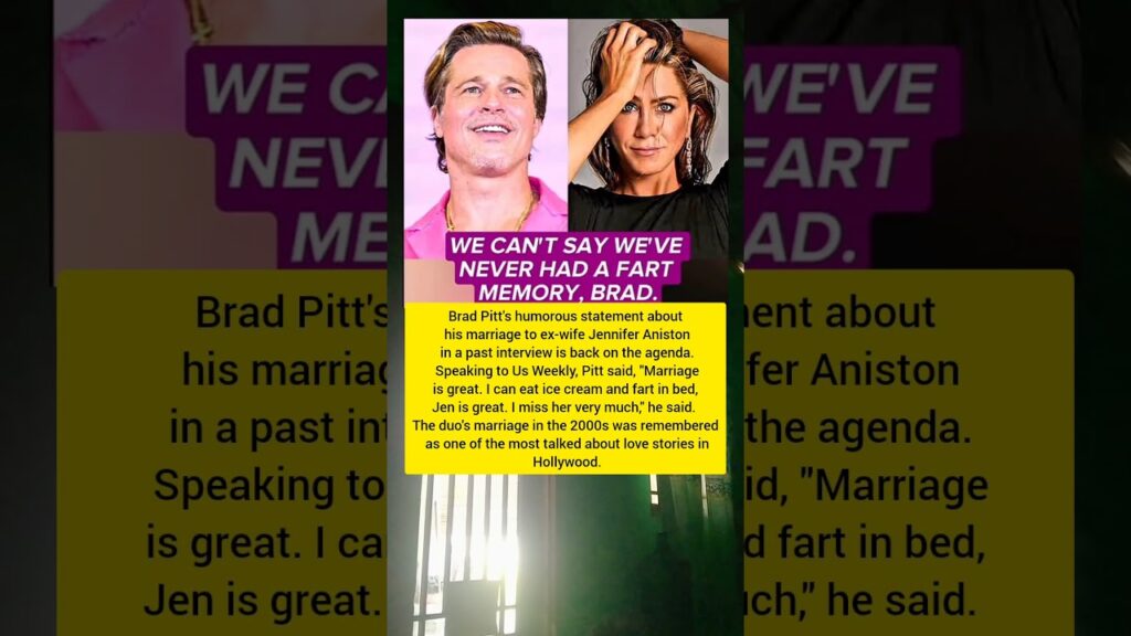 Jennifer Aniston confession from BradPitt: Marriage was great I could eat ice cream and #bradpitt