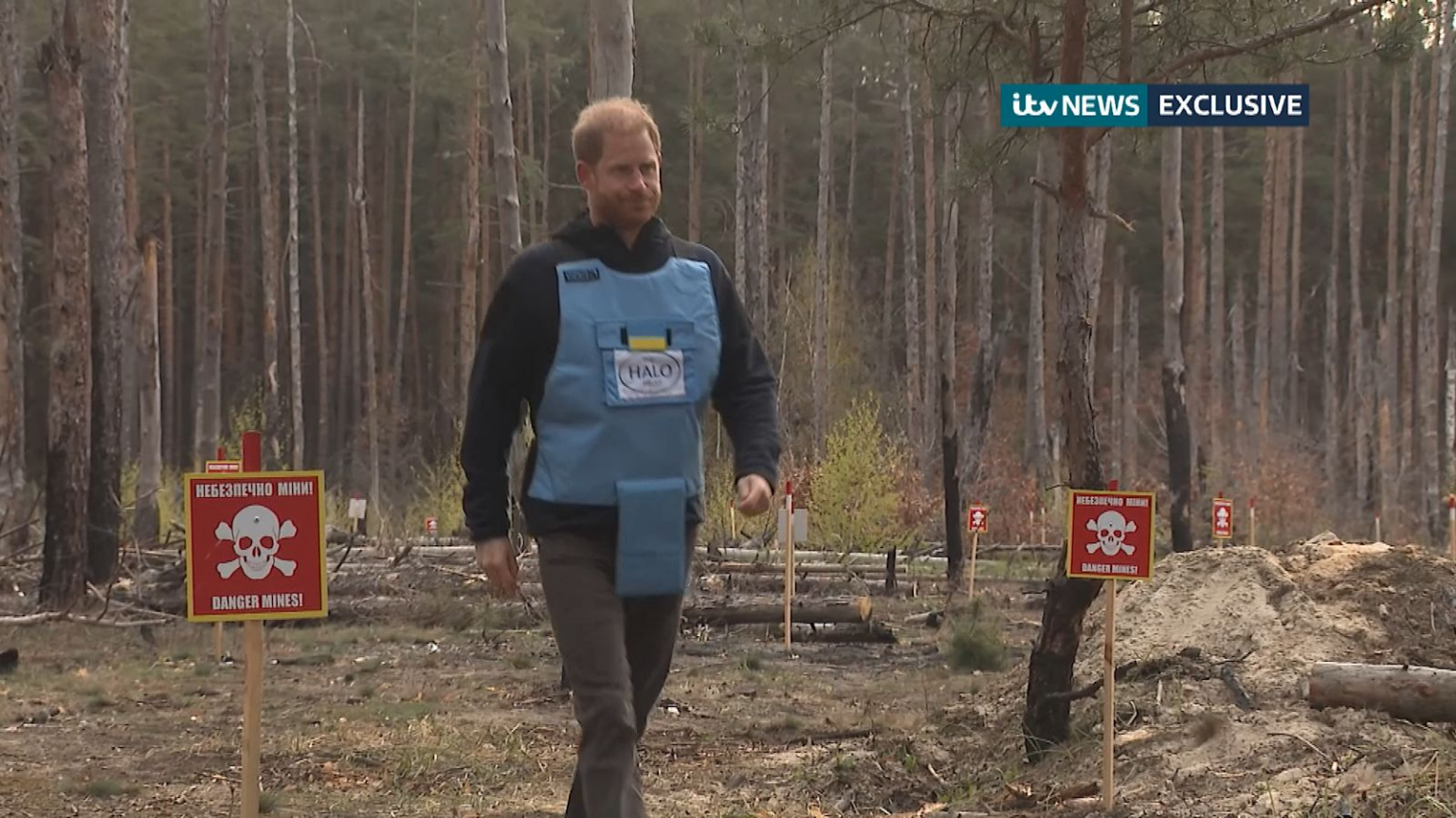 Prince Harry reflects on Diana's legacy as he walks in Ukraine minefield