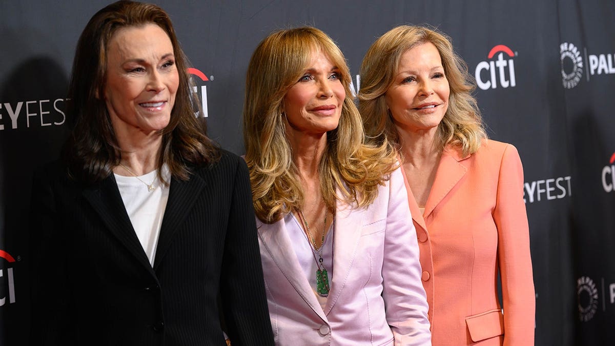 Kate Jackson Jaclyn Smith and Cheryl Ladd posing at PaleyFest LA event