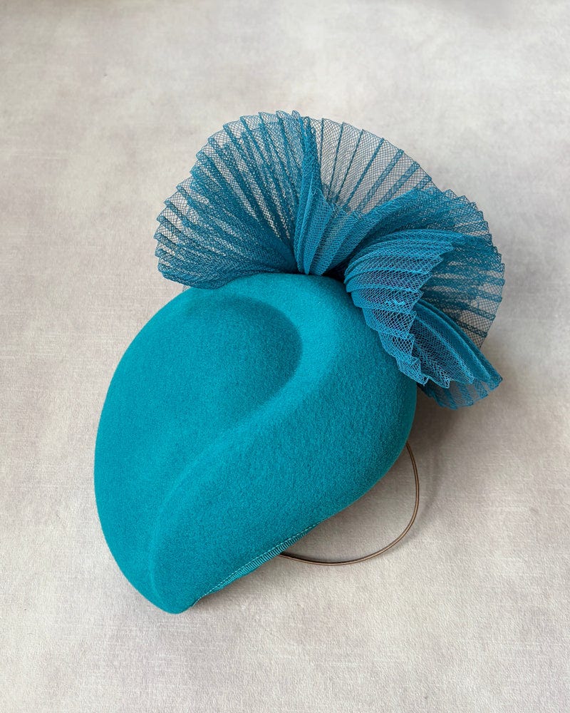 Selene Wool Felt Cocktail Hat in Peacock