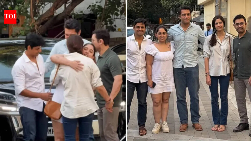 Aamir Khan’s daughter Ira Khan, Nupur Shikhare greet Gauri Spratt with warm hugs; Junaid Khan joins for a family picture |