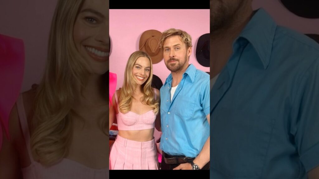 The way Margot Robbie is the only one smiling while taking a picture with Ryan Gosling 😭