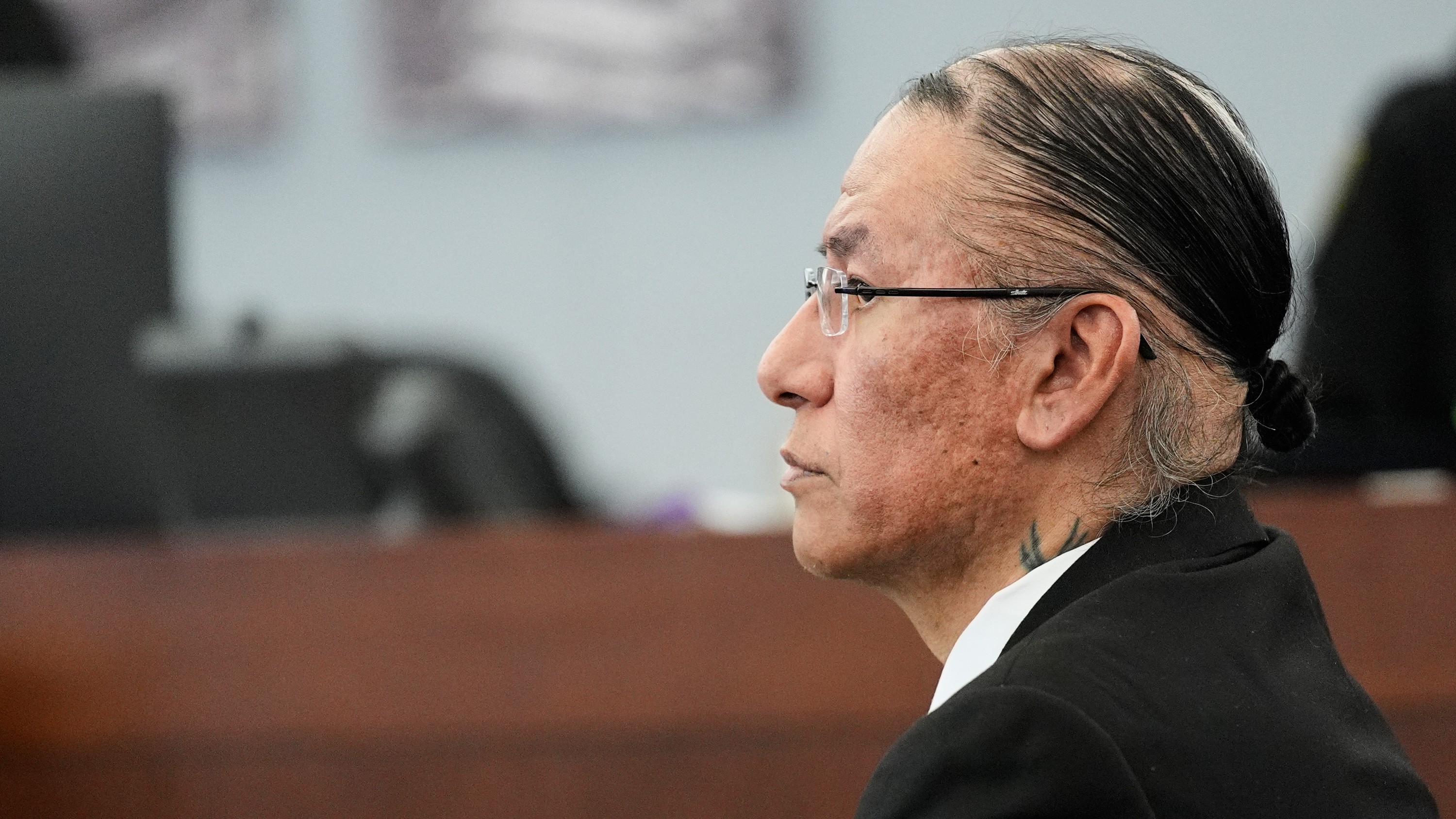 FILE - Nathan Chasing Horse appears in court for his trial on charges of sexually abusing Indigenous women and girls, Jan. 20, 2026, in Las Vegas. (AP Photo/John Locher, File)