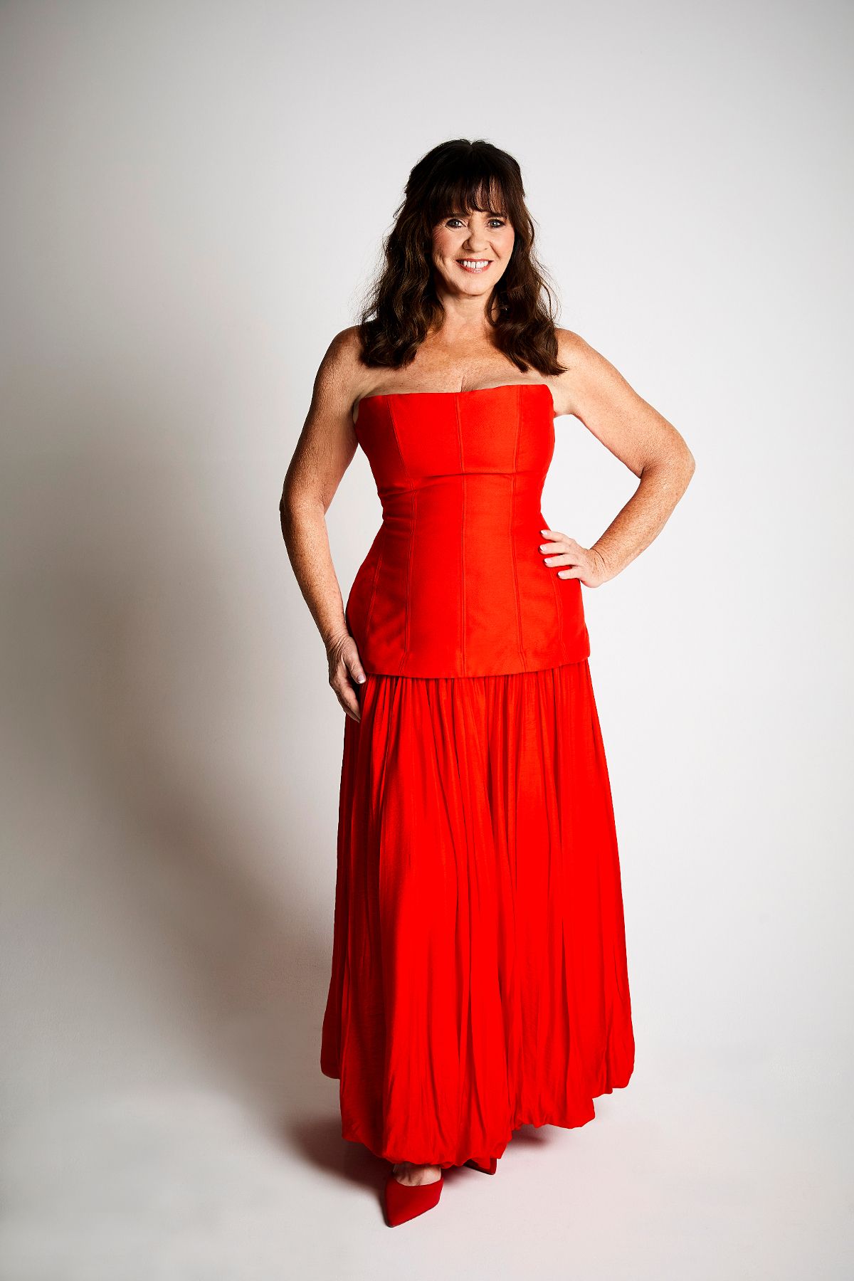 coleen nolan in long red dress