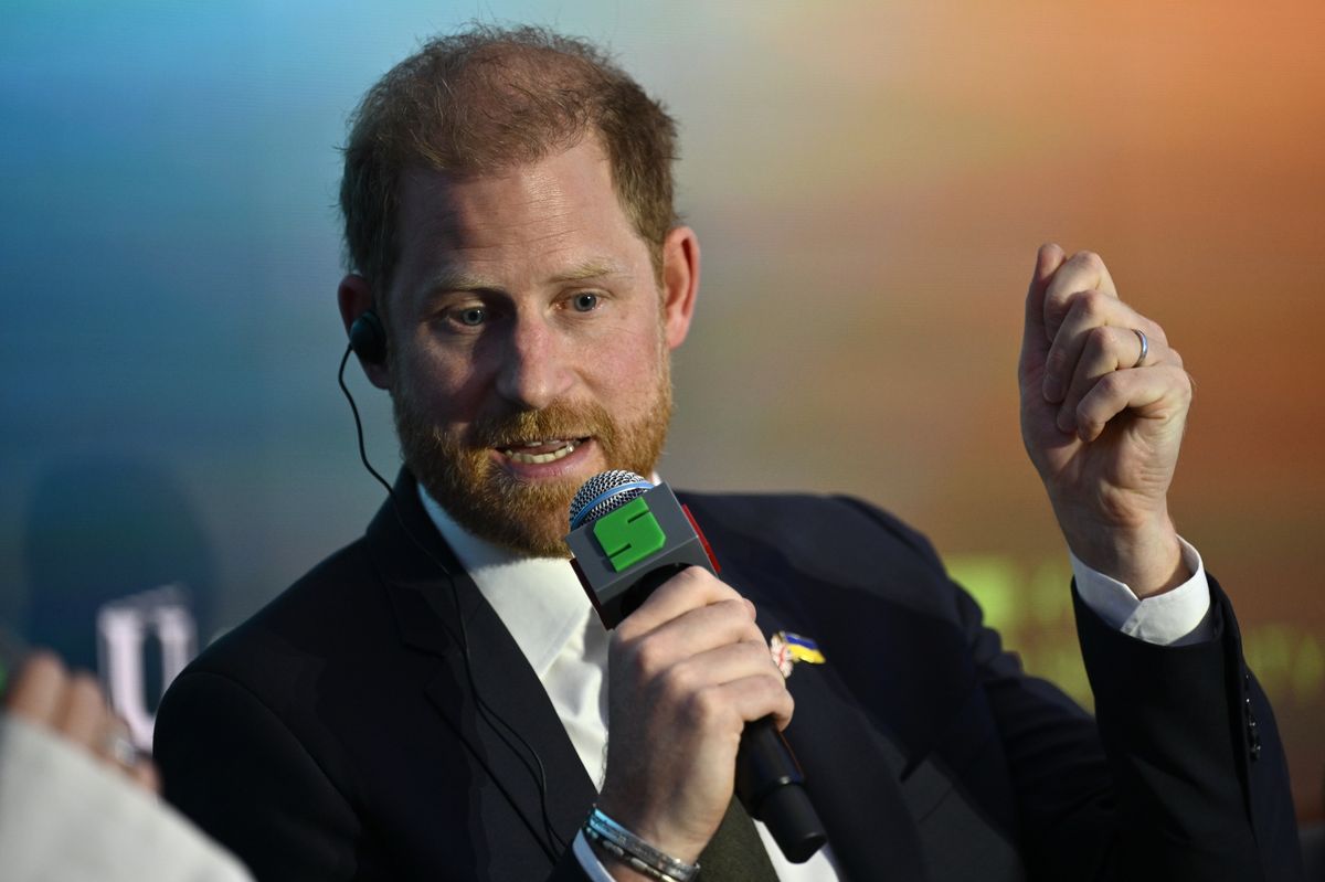 Britain's Prince Harry, Duke of Sussex, answers questions during the Kyiv Security Forum , in Kyiv on April 23, 2026. (Photo by Genya Savilov / AFP via Getty Images)