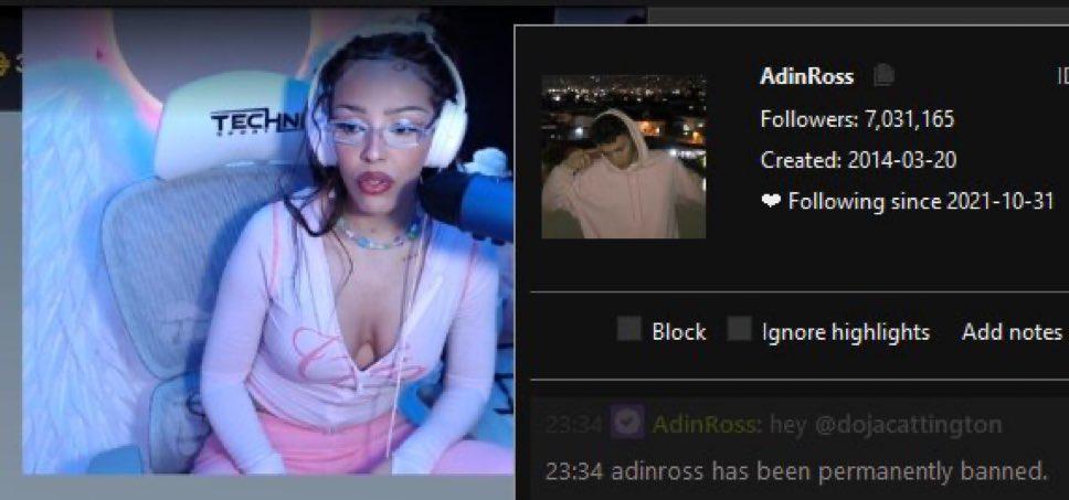 Doja Cat immediately banned Trump supporter and homophobic streamer, Adin Ross, after he sent “hey” in her live-stream chat.