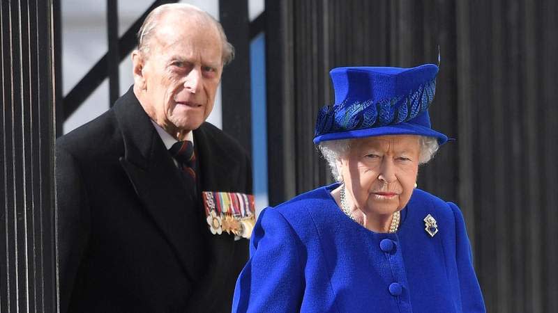Prince Philip and Queen Elizabeth II unveil the Iraq and Afghanistan memorial in 2017. By: MEGA