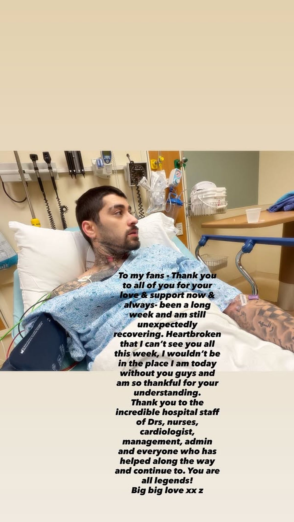 Zayn's social media post