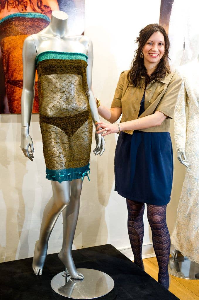 Charlotte Todd stood next to a mannequin in Kate Middleton's sheer dress
