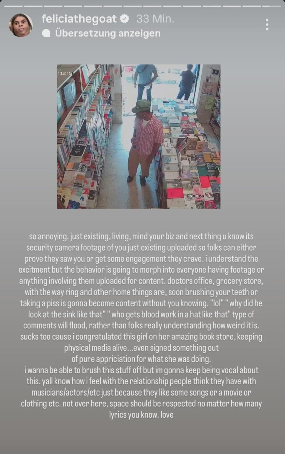 Tyler, the Creator talking about celebrity privacy in his Instagram stories