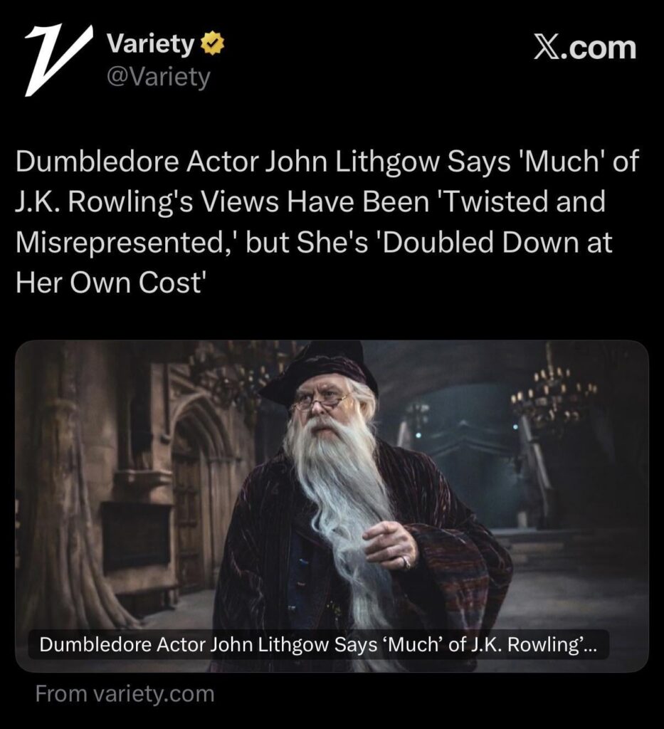 John Lithgow doubles down on being a transphobe-supporting POS