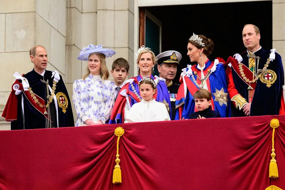 Prince Edward, Lady Louise, James, Earl of Wessex, Sophie, Duchess of Edinburgh, Princess Charlotte, Kate Middleton, Prince Louis, and Prince William in 2023.Credit: Getty Images