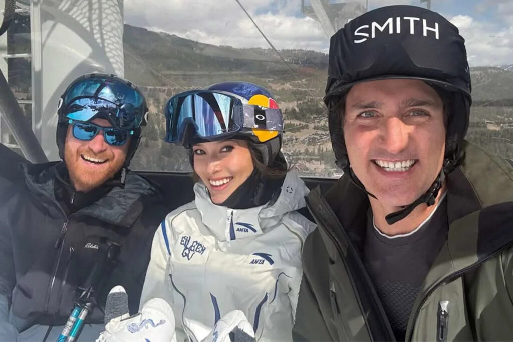 Prince Harry Is All Smiles in Skiing Selfie with Justin Trudeau and Olympic Gold Medalist Eileen Gu