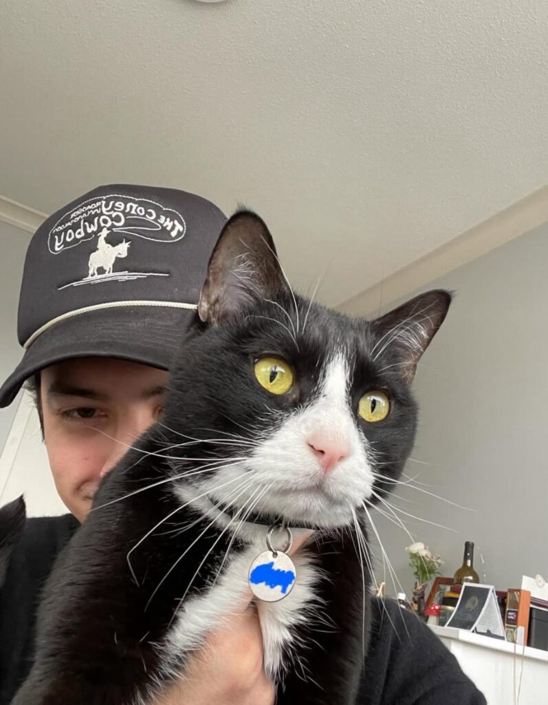 Cat Dad Hudson Williams with his cat, Gizmo