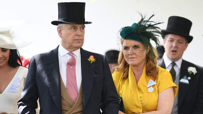 Andrew Mountbatten-Windsor and Sarah Ferguson attend the fourth day of Royal Ascot in 2019. By: James Whatling/MEGA