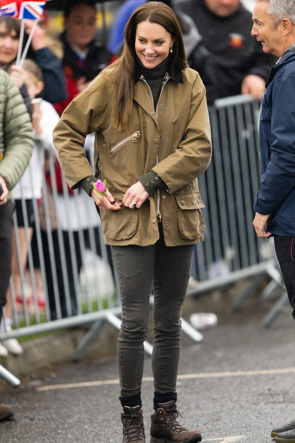 merthyr tydfil, wales april 27: catherine, princess of wales visits dowlais rugby club during a 2 day visit to wales on april 27, 2023 in merthyr tydfil, wales. the prince and princess of wales are visiting the country to celebrate the 60th anniversary of central beacons mountain rescue and to meet members of local communities.
