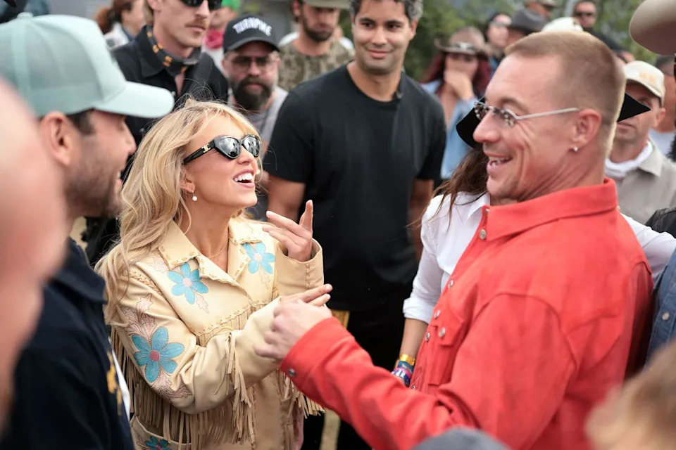 Sydney Sweeney and Scooter Braun were spotted chatting to Diplo.Credit: Getty