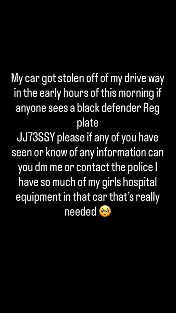 Former Little Mix singer Jesy Nelson's car got stolen with her children's medical equipment inside. Her twins, Ocean Jade and Story Monroe Nelson, have spinal muscular atrophy (SMA).