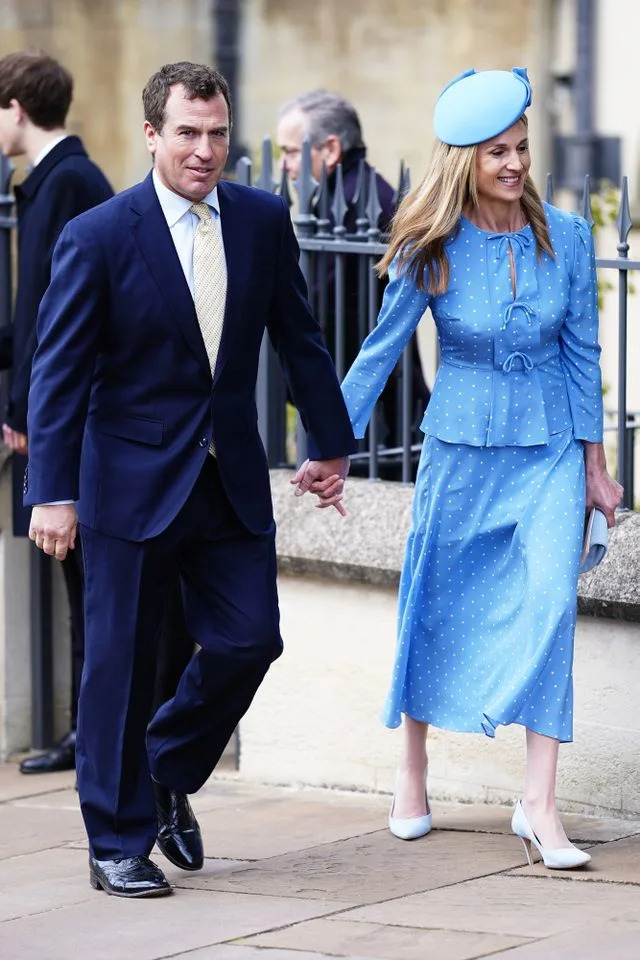Peter Phillips and Harriet Sperling after attending the Easter Service at St George's Chapel, Windsor Castle on April 5, 2026.Credit: Aaron Chown/PA Images via Getty