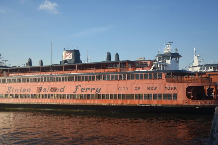 The retired Staten Island Ferry boat, the John F. Kennedy, is pictured while moored at New York's St. George Ferry Terminal in 2022.
