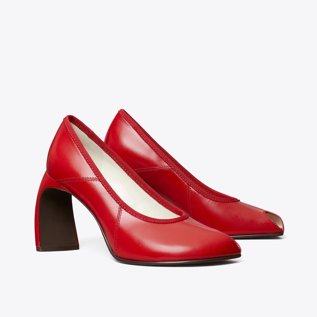 Peep-Toe Pump in Red, Size 9