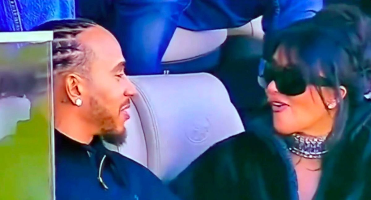 Kim Kardashian and Lewis Hamiltontogether at Super Bowl LX